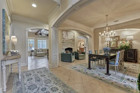 a view of an empty room with a fireplace
