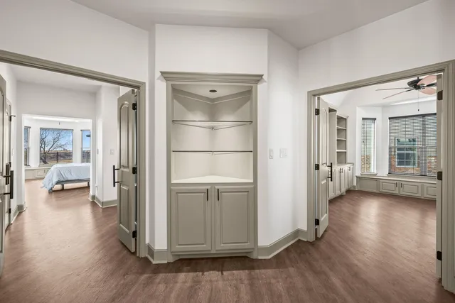 a view of an empty walk in closet