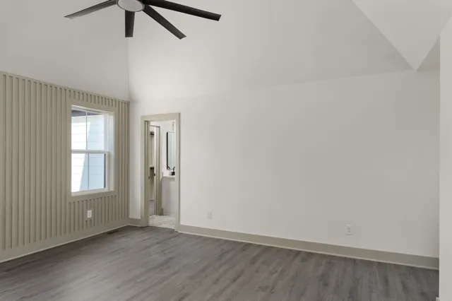 an empty room with windows