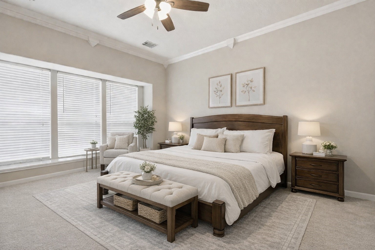 17406 North Riata Lake Cypress, TX 77433 - Photo 11 of 33 Spacious primary bedroom with tray ceiling, soft natural light, and room to unwind (virtually staged).