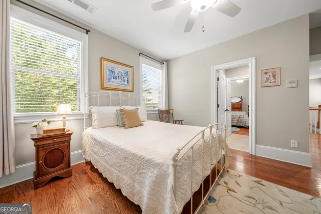 a view of a lake with a city view