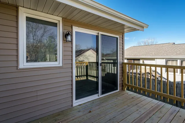 a view of wooden balcony