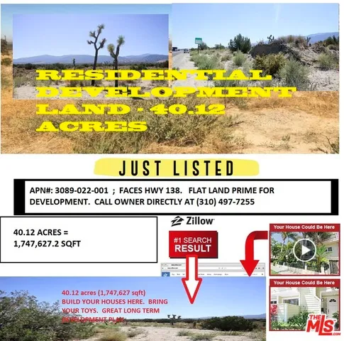 $800,000 | 0 Vac/pearblossom Hwy/253 Pinon Hills, Llano, CA 93544