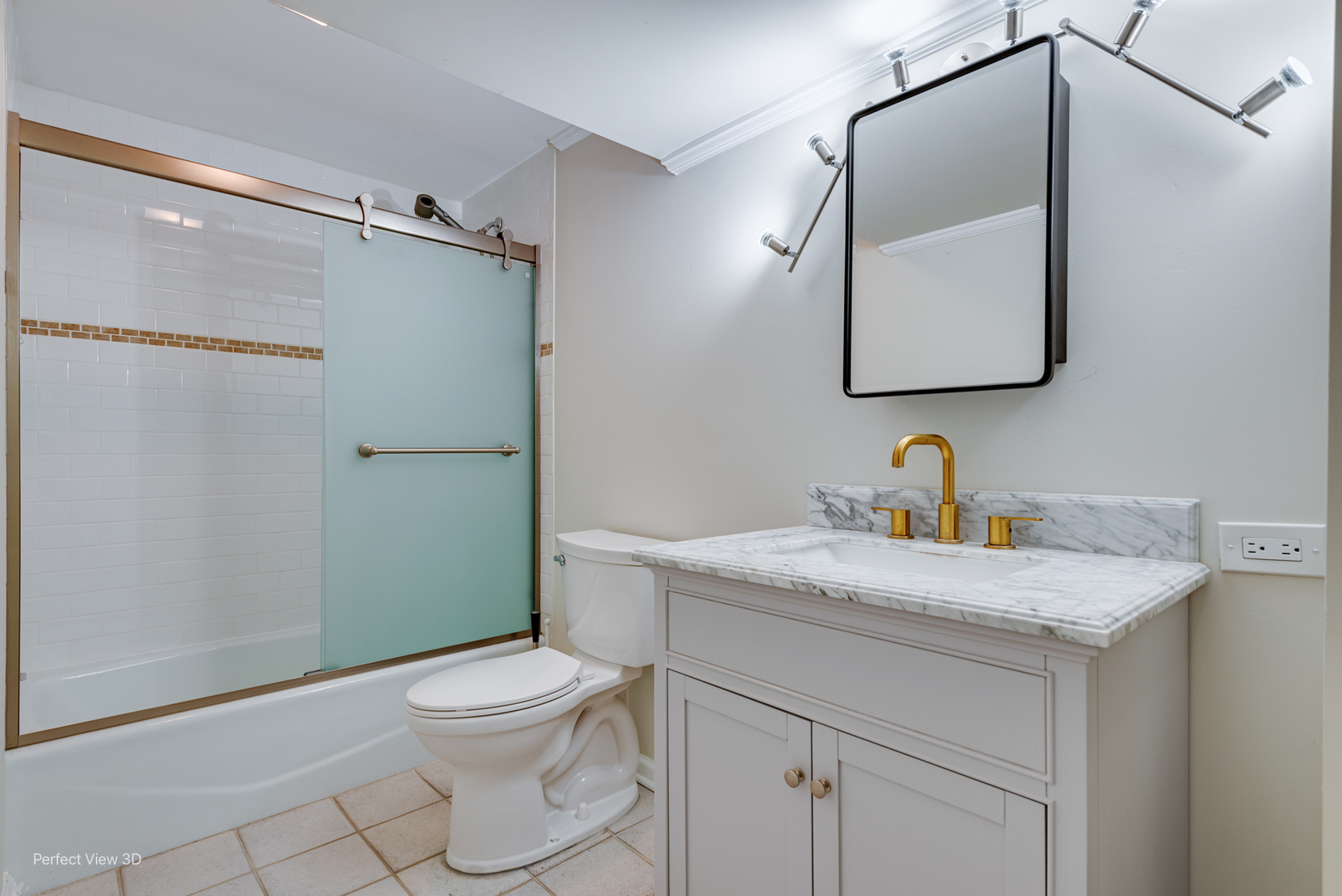 3811 Mission Hills Road Northbrook, IL 60062 - Photo 17 of 26 a bathroom with a granite countertop sink toilet a mirror and shower
