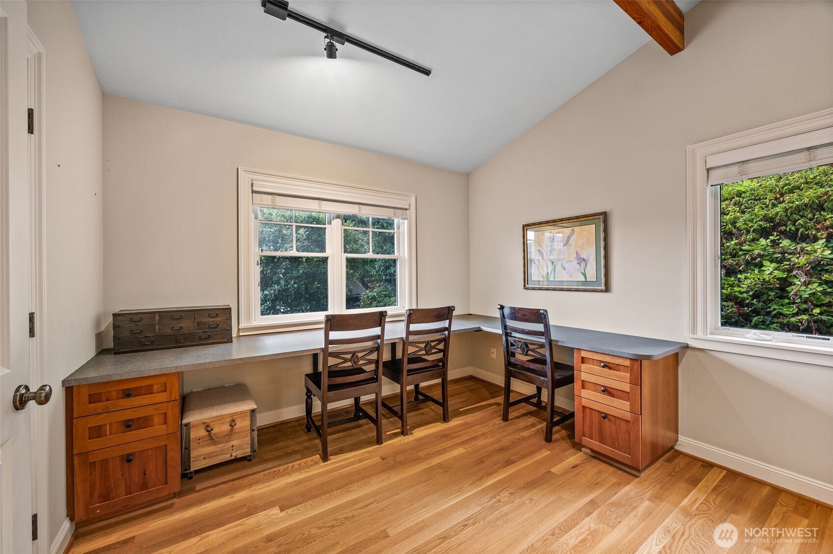 8246 East Mercer Way Mercer Island, WA 98040 - Photo 27 of 39 a view of a workspace with furniture and a window