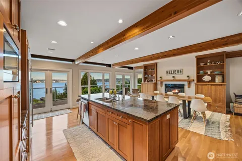 a kitchen with counter top space