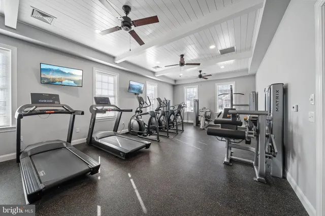 a view of a room with gym equipment