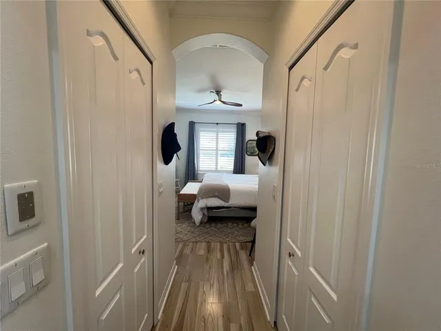 a view of a dining room with furniture and window