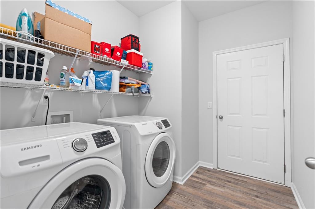 2190 Leatherstone Drive Powder Springs, GA 30127 - Photo 25 of 38 a utility room with dryer and washer