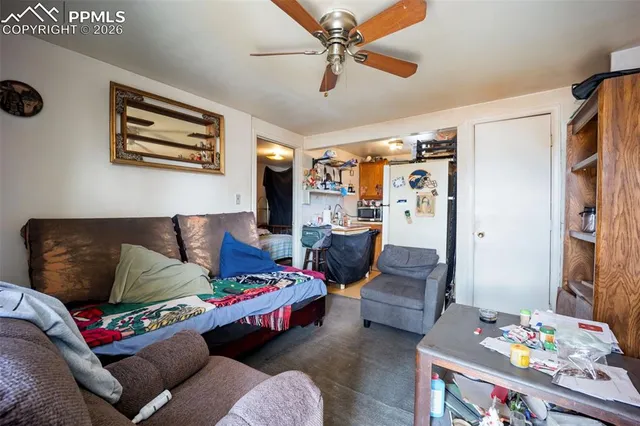 a living room with furniture and a couch