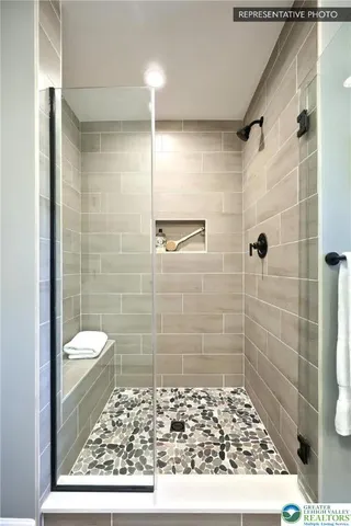 a bathroom with a shower