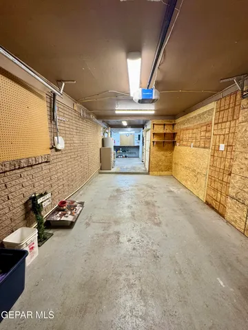 a view of parking garage with couch