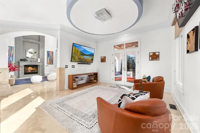 a view of entryway with a large window and stairs