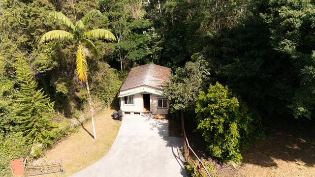 an outdoor space with furniture