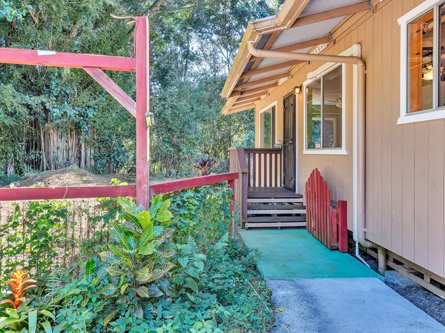 a view of a bench in the garden