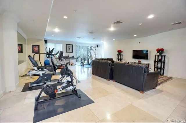 a view of a room with gym equipment