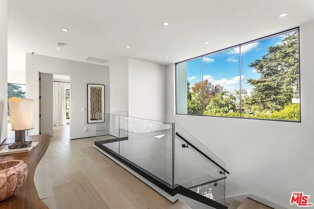 a living room with a large window