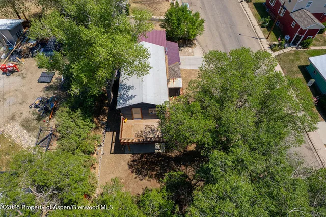 an aerial view of a house
