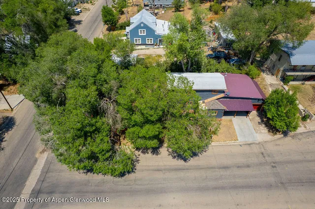 an aerial view of a house