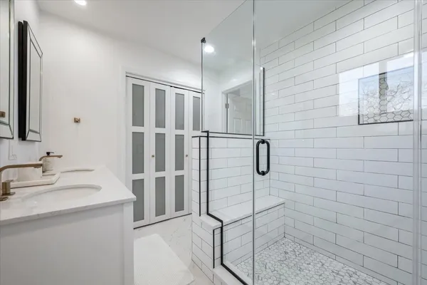 a bathroom with a shower