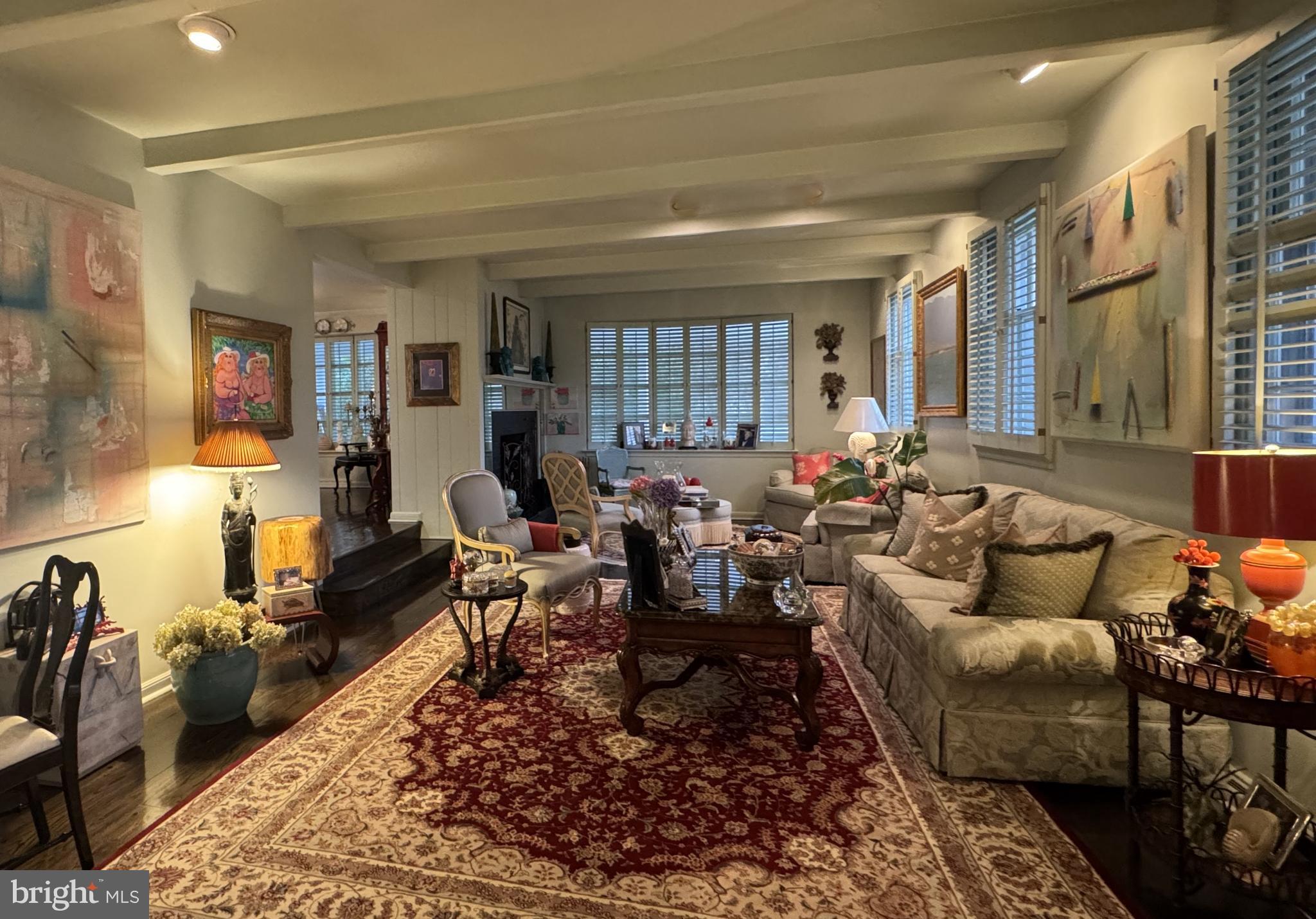 357 Sprague Road Penn Valley, PA 19072 - Photo 5 of 44 Living room with 10-foot beamed ceiling