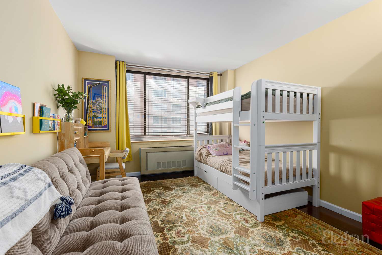 300 Albany Street, Unit 7I Manhattan, NY 10280 - Photo 4 of 9 a bedroom with furniture and a large window