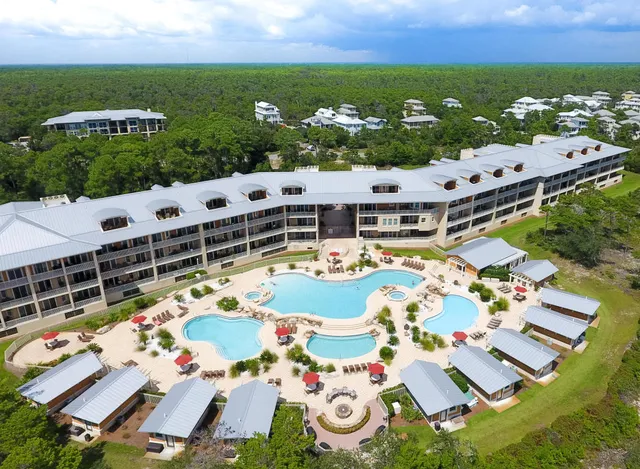 a picture of city view with swimming pool and ocean view