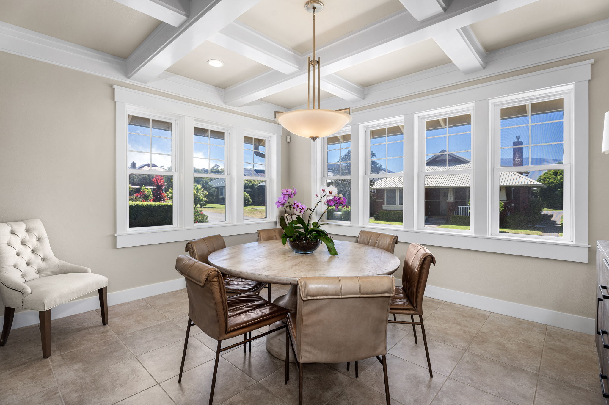 65-1294 Hoku Road Kamuela, HI 96743 - Photo 16 of 30 a dining room with furniture a chandelier and wooden floor