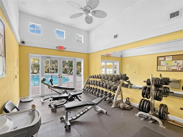 a view of a room with gym equipment