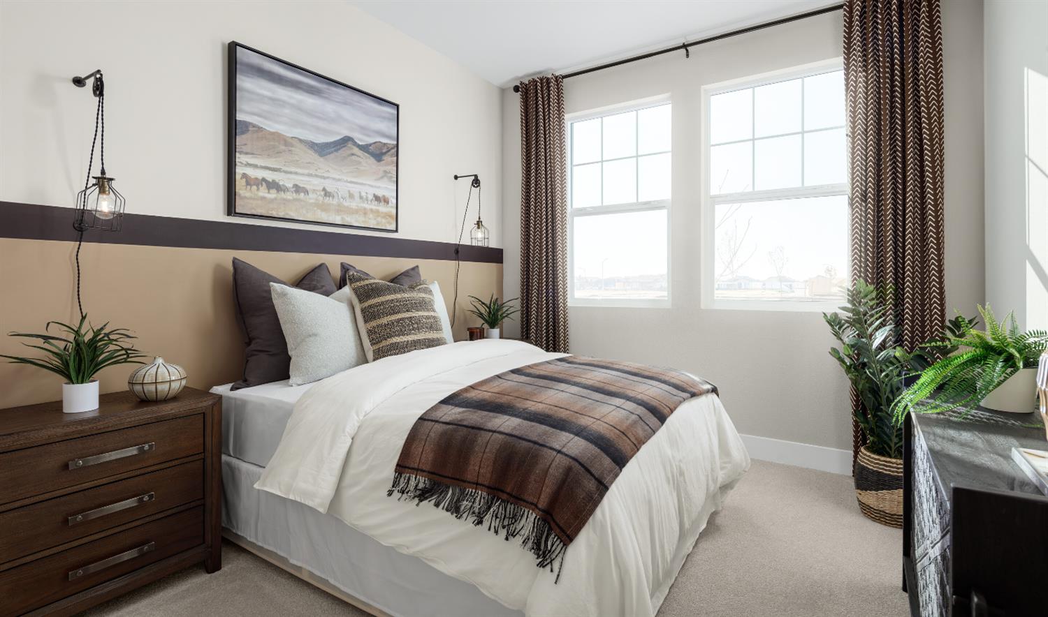 4452 Doric Way Rancho Cordova, CA 95742 - Photo 11 of 15 a bedroom with a bed and a potted plant next to a window