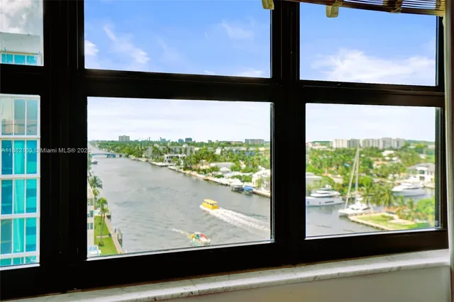 a view of a balcony from a window