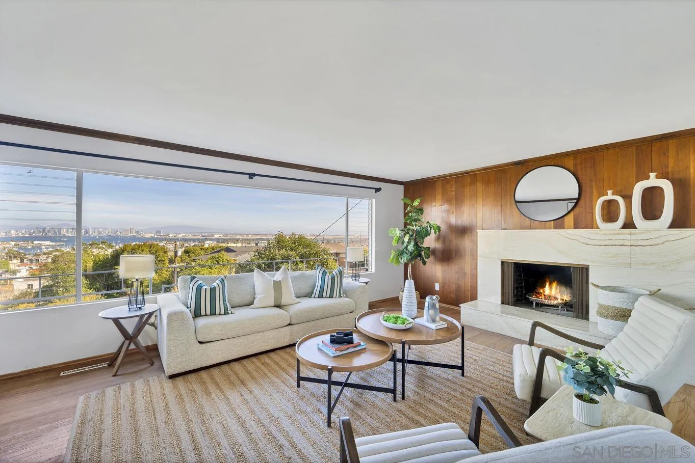 1141 Akron Street San Diego, CA 92106 - Photo 6 of 44 a living room with furniture and a fireplace