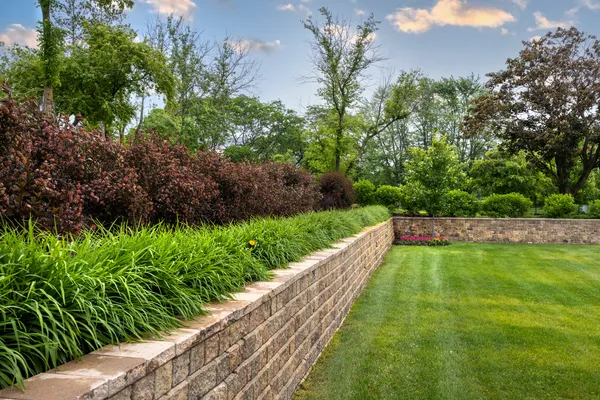 a view of a garden from a balcony