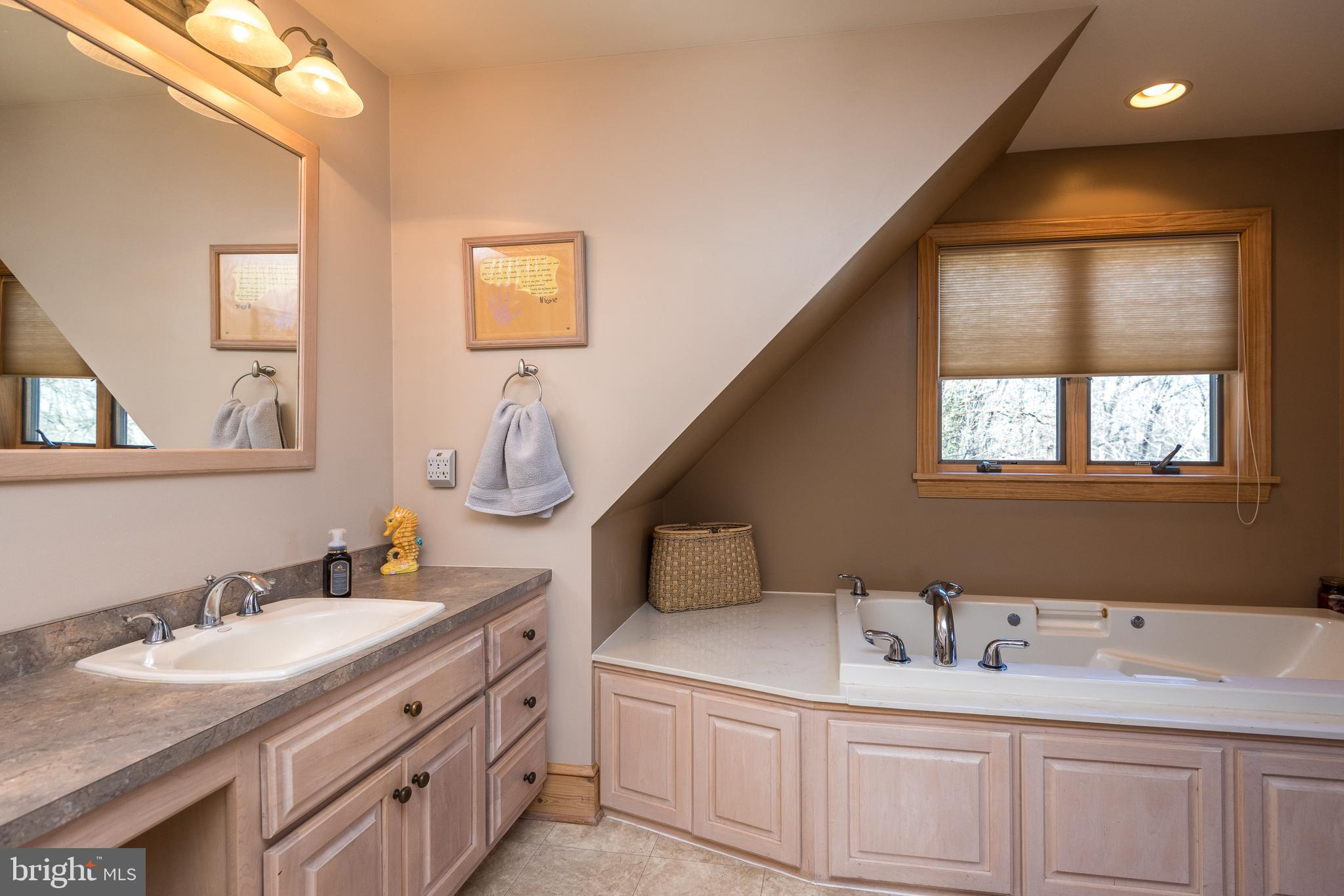 791 Temple Road Pottstown, PA 19465 - Photo 35 of 82 a bathroom with a granite countertop sink and a mirror