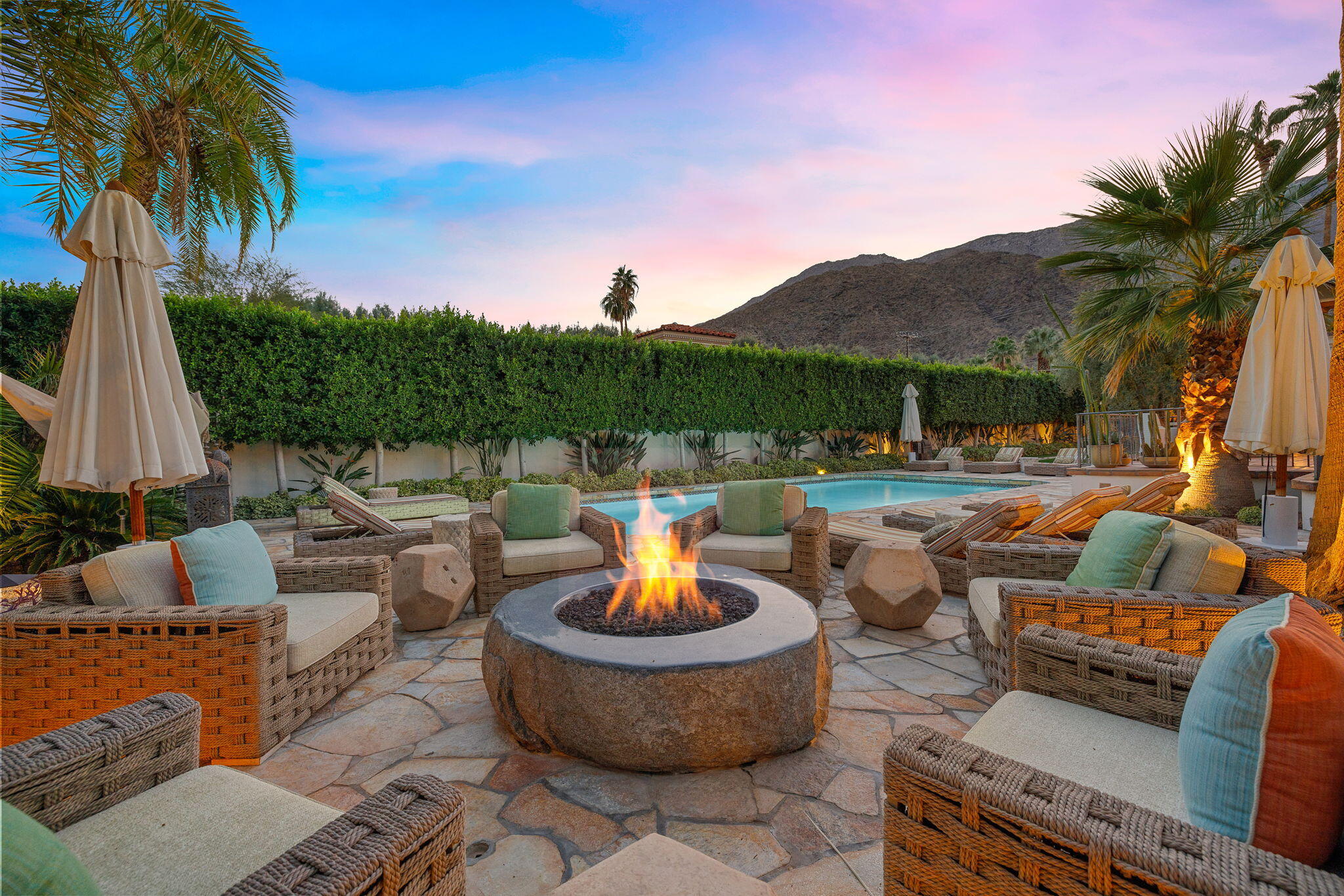 535 North Belardo Road Palm Springs, CA 92262 - Photo 20 of 45 a view of a patio with couches chairs and a potted plant
