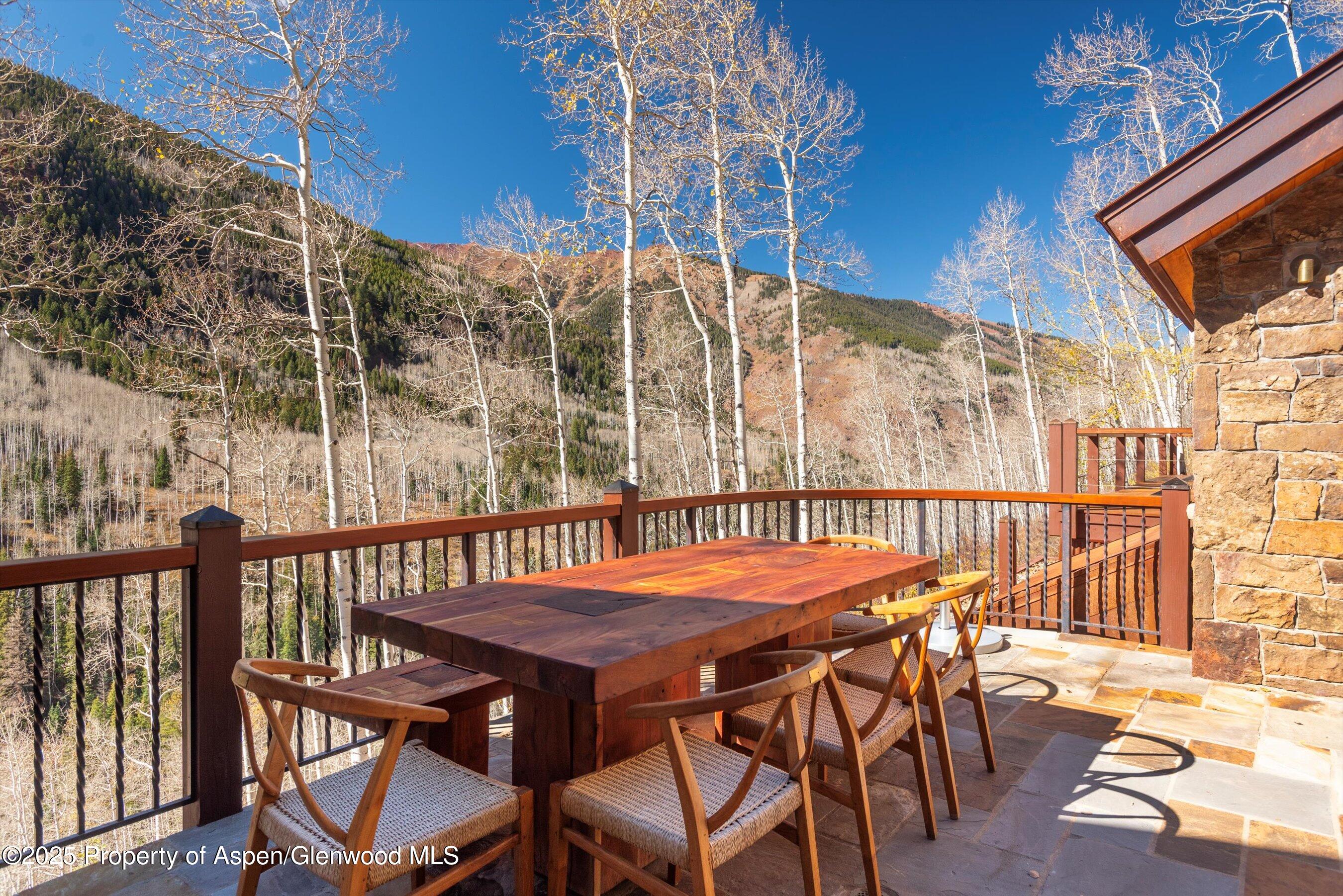 6770 Castle Creek Road Aspen, CO 81612 - Photo 43 of 53 a view of a wooden chairs on the roof deck