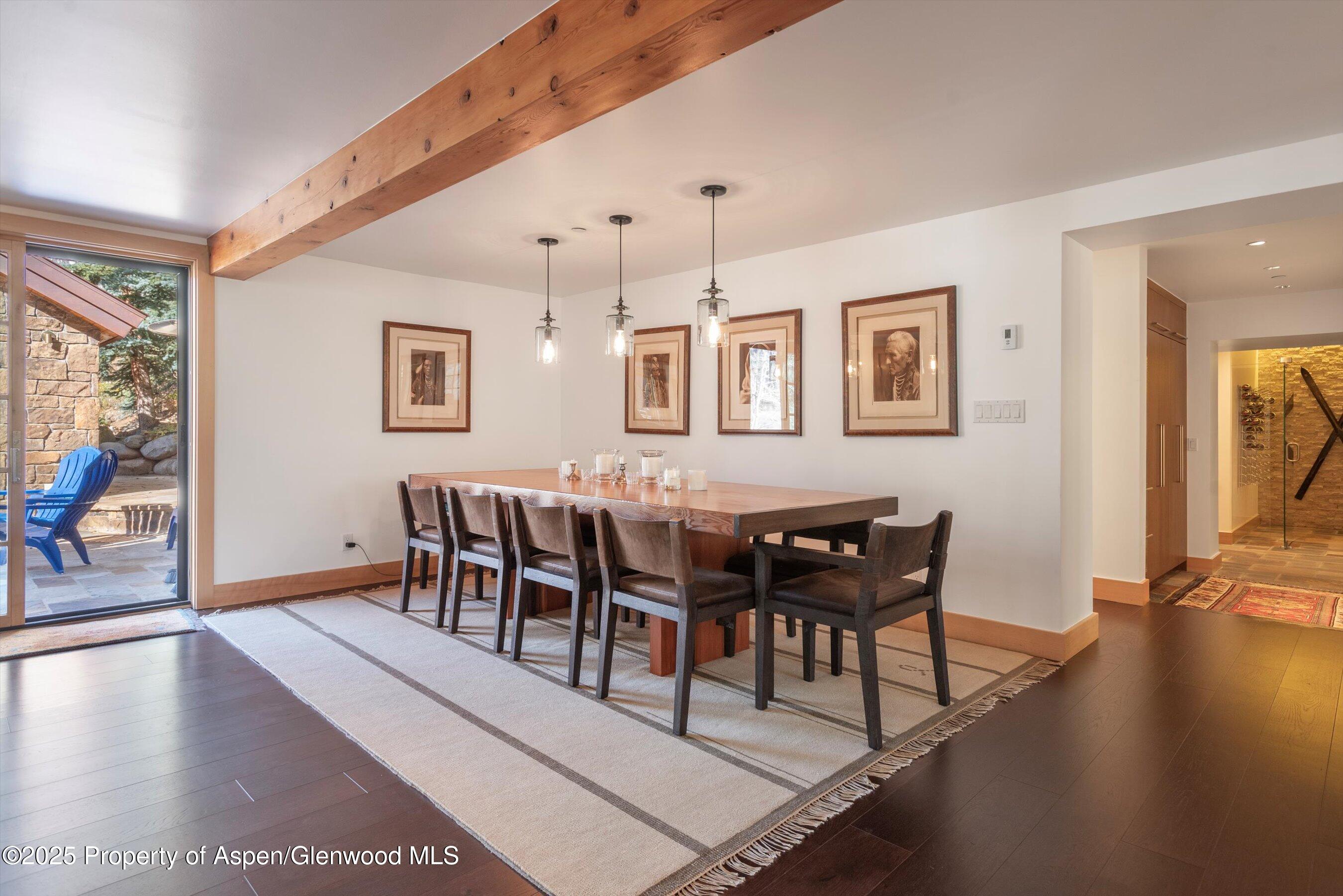 6770 Castle Creek Road Aspen, CO 81612 - Photo 10 of 53 a view of a dining room with furniture and wooden floor