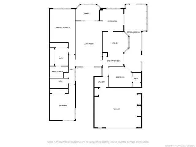 an aerial view of a house with a garden