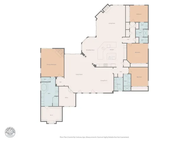 a view of a park with large trees