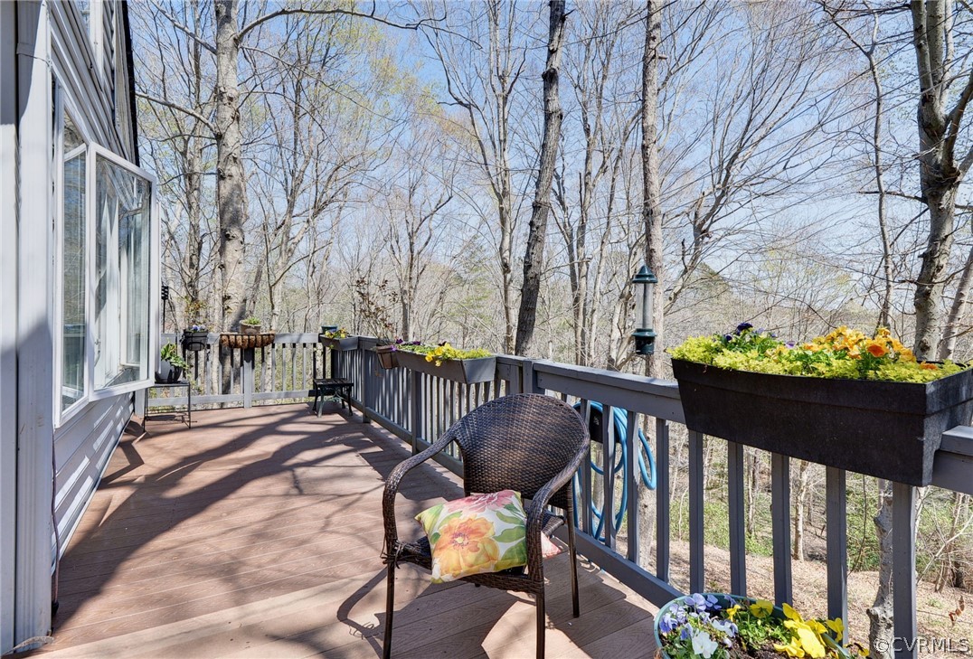 110 Westminster Place Williamsburg, VA 23188 - Photo 13 of 50 a view of balcony with wooden floor and outdoor seating