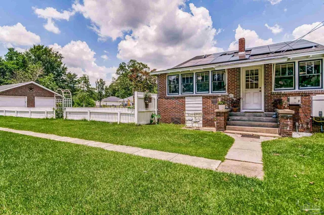 an aerial view of a pool