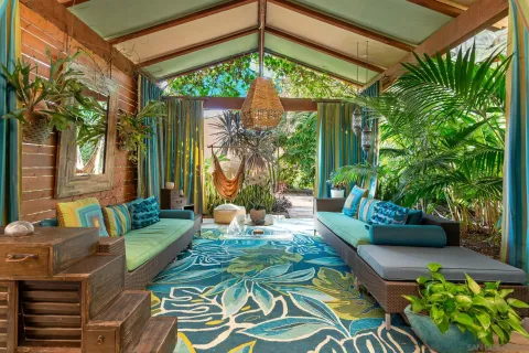 a view of an outdoor sitting area