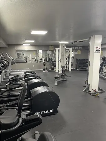 a view of a room with gym equipment