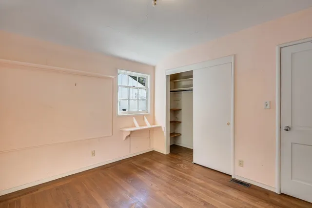 a view of a balcony with door