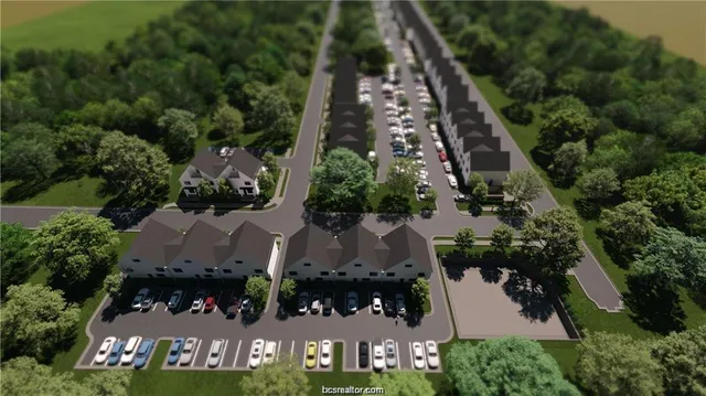 an aerial view of multiple houses