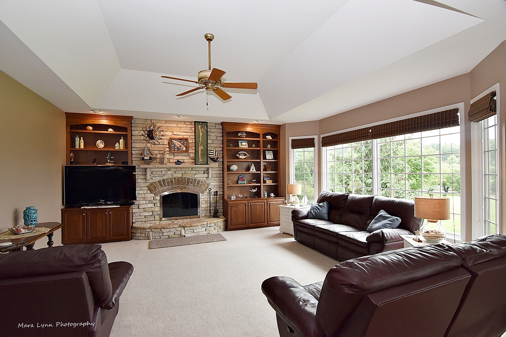 41-w035 Brown Road St. Charles, IL 60175 - Photo 14 of 33 a living room with furniture a fireplace and a flat screen tv
