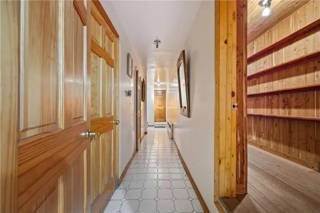 a view of a bathroom with door
