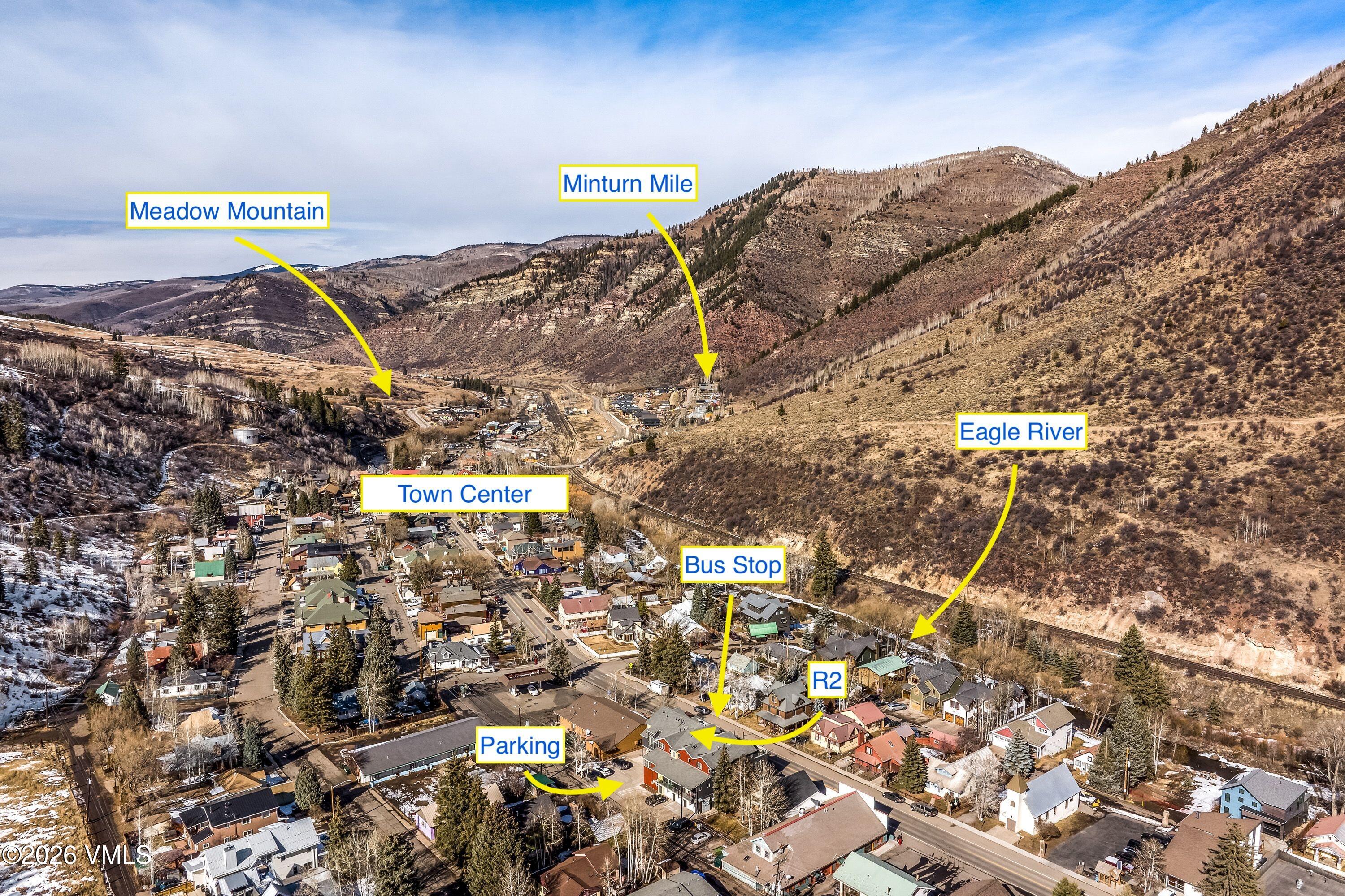 421 Main Street, Unit R2 Minturn, CO 81645 - Photo 33 of 41 Aerial with highlights