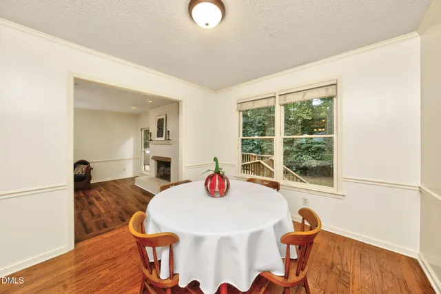 a table and chairs in a room