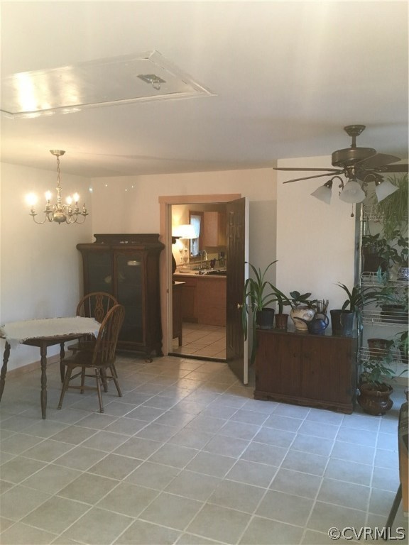 view from great room to kitchen